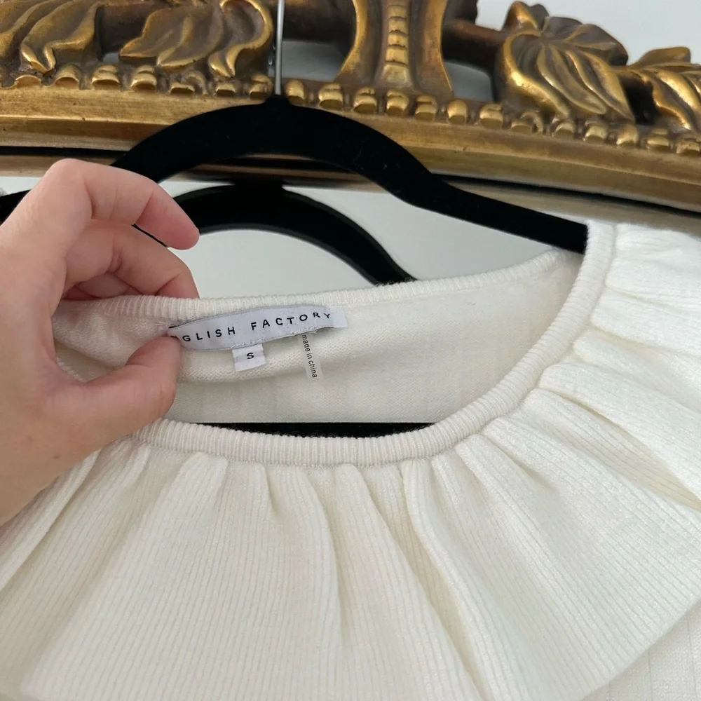NWOT English Factory White Knit Blouse - Picture 3 of 5